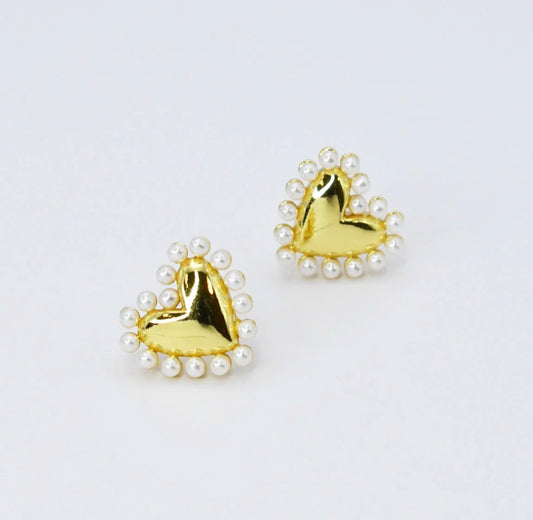 Cute Love Heart Gold Earrings