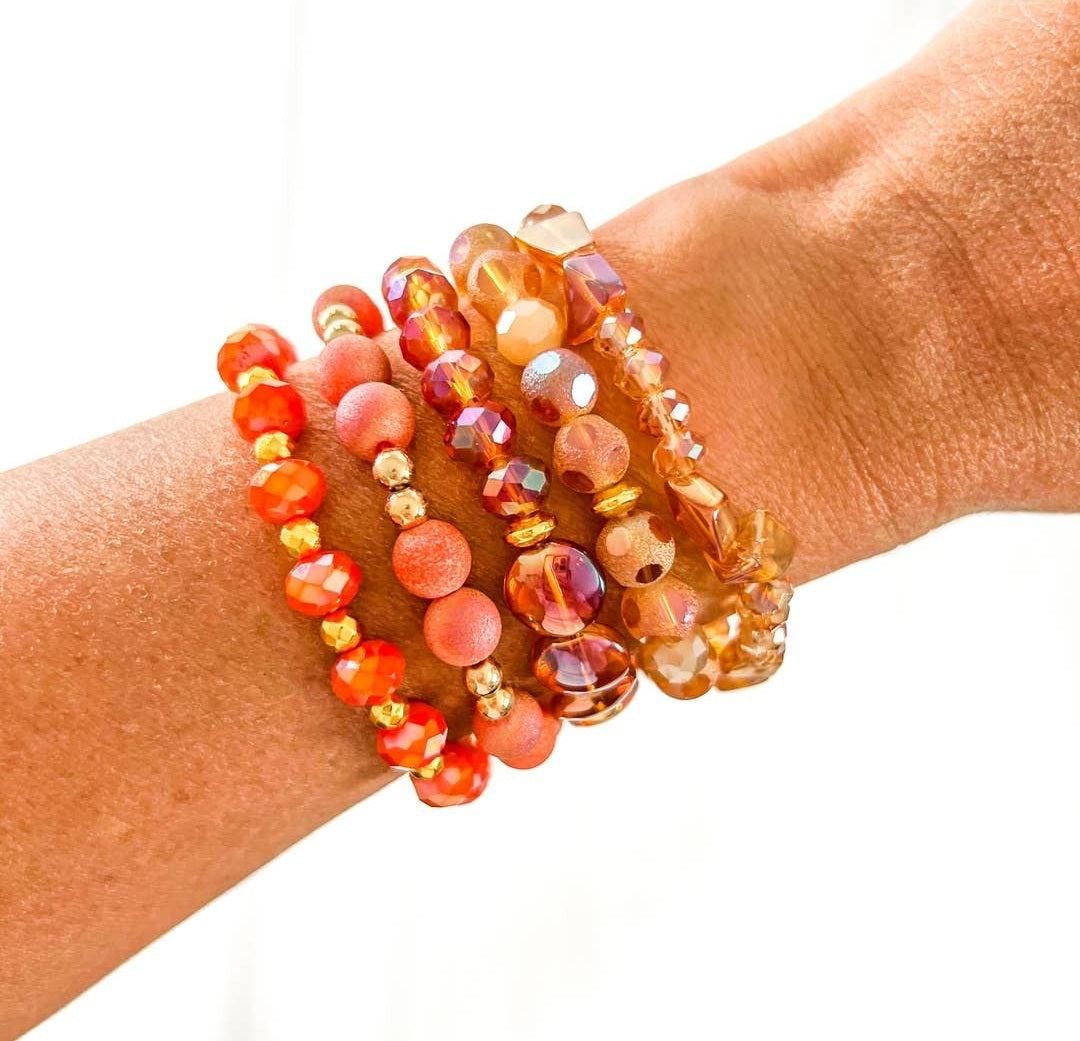 Orange Pumpkin Spice Bracelet Stack