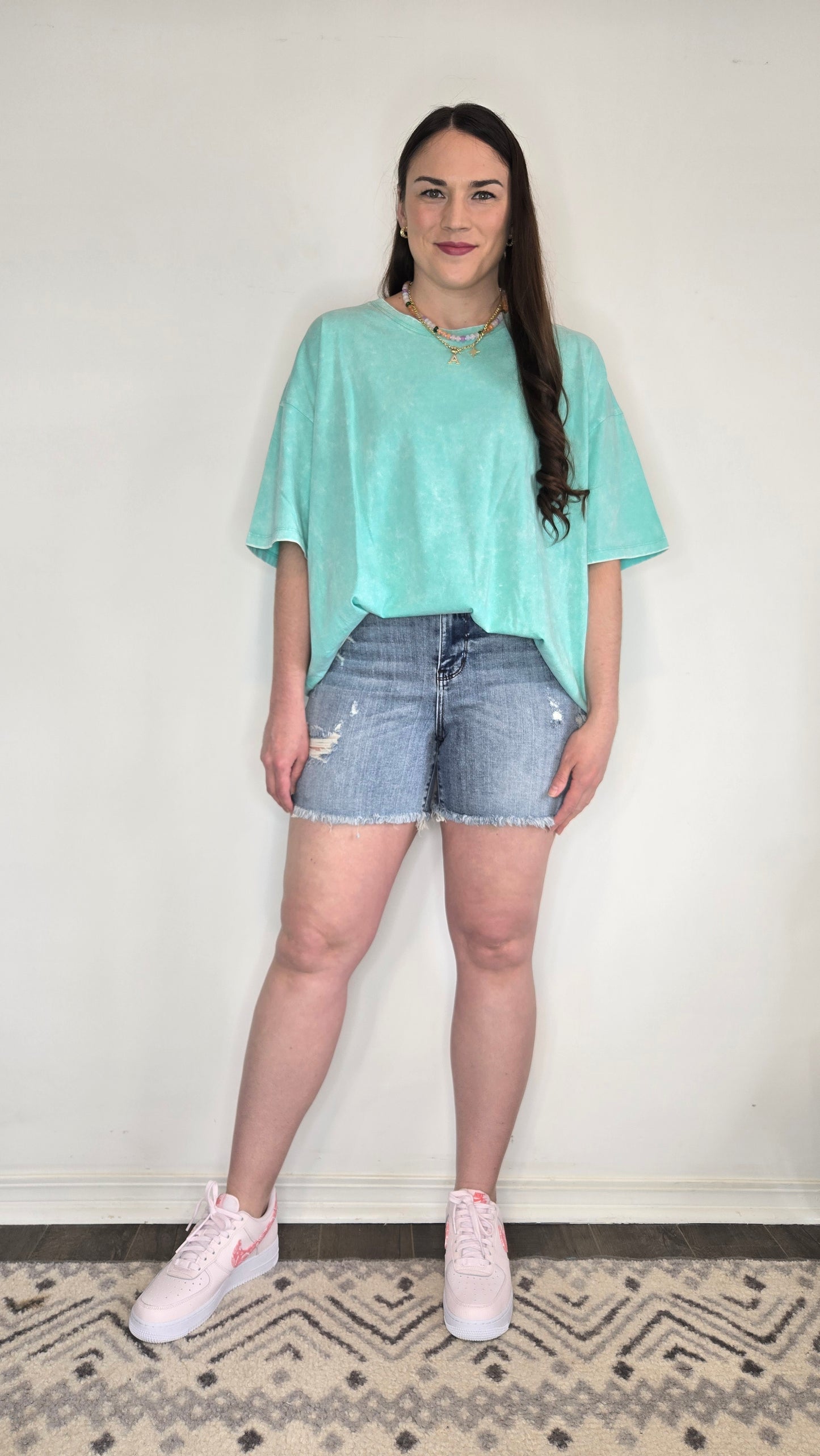 Mint Washed Oversize Short Sleeve Top "Zana" (1X/2X)