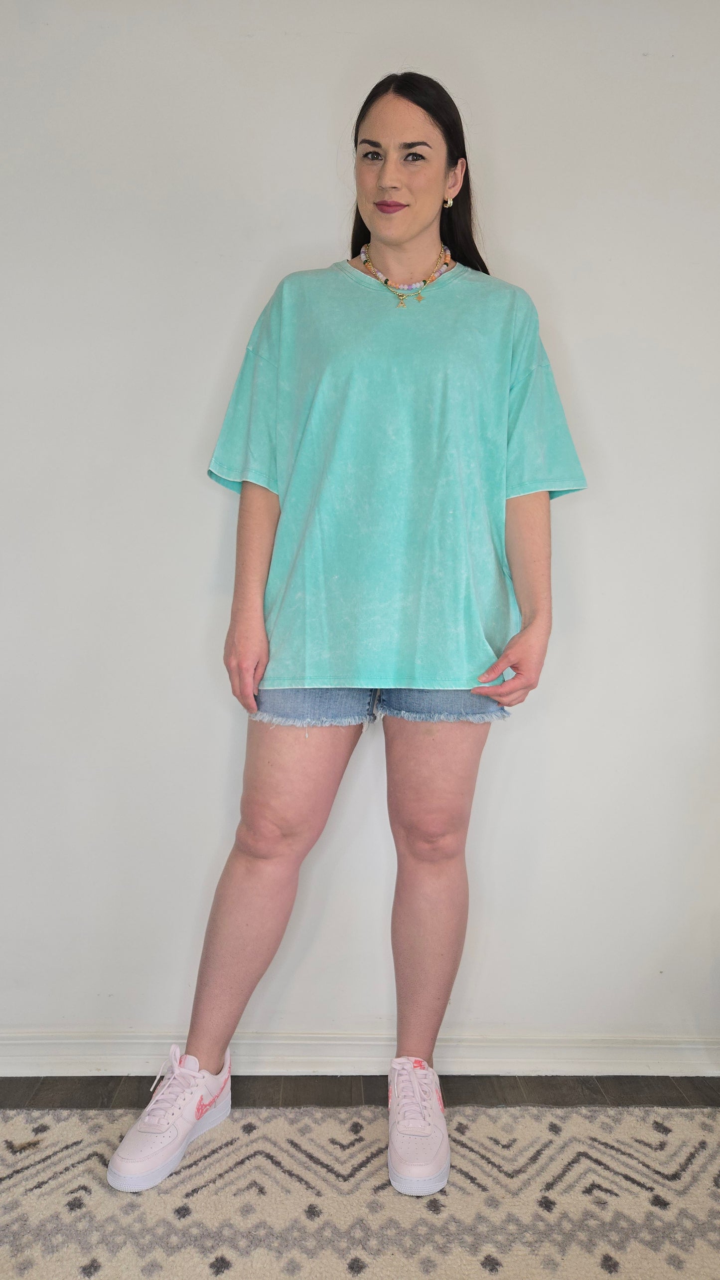 Mint Washed Oversize Short Sleeve Top "Zana" (1X/2X)