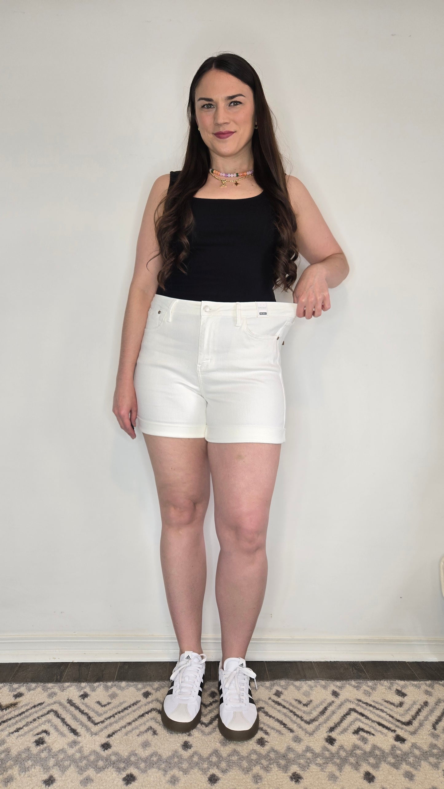 Judy Blue White High Waist Double Roll Cuff Shorts "Zoey"