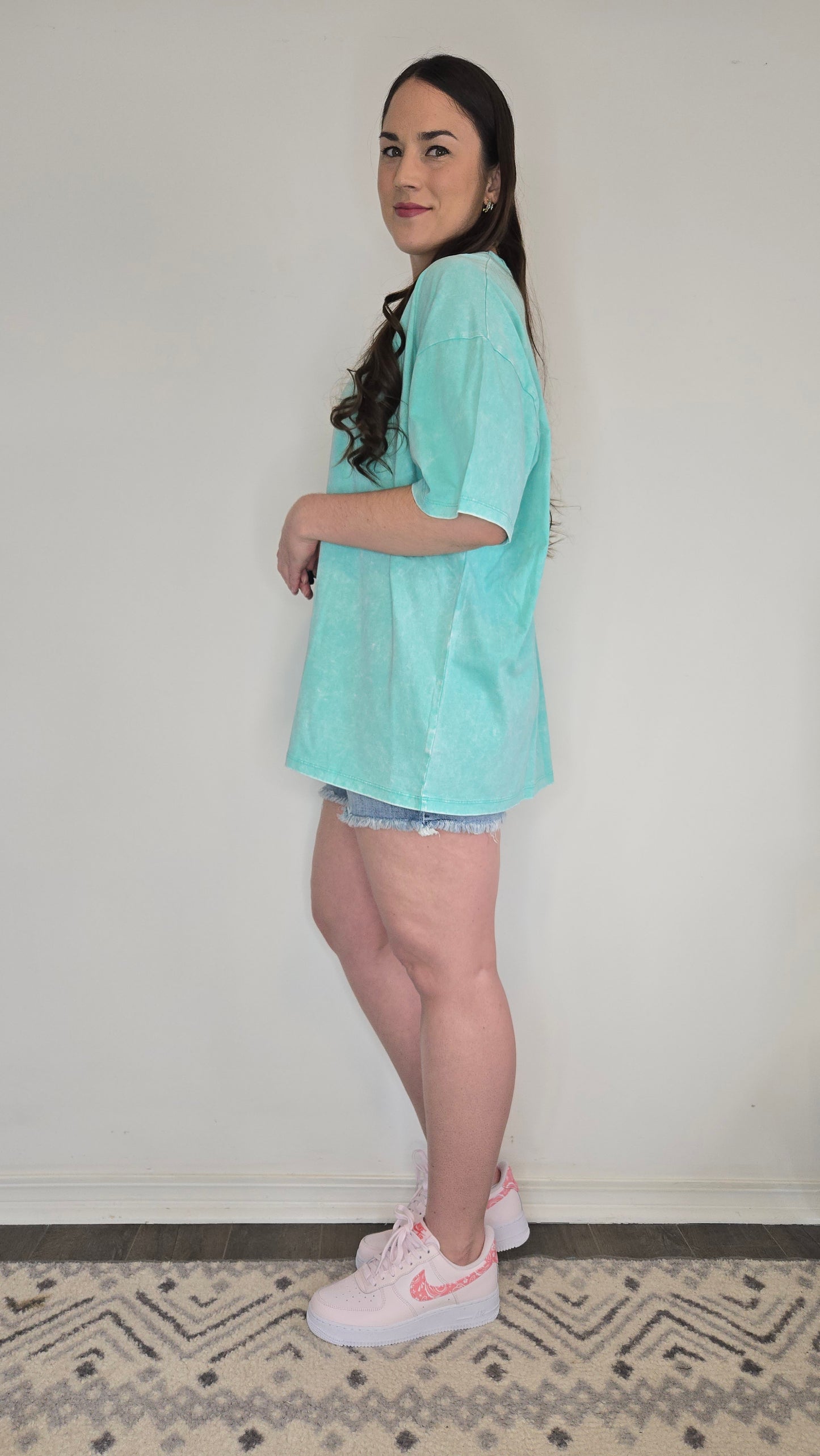Mint Washed Oversize Short Sleeve Top "Zana" (1X/2X)