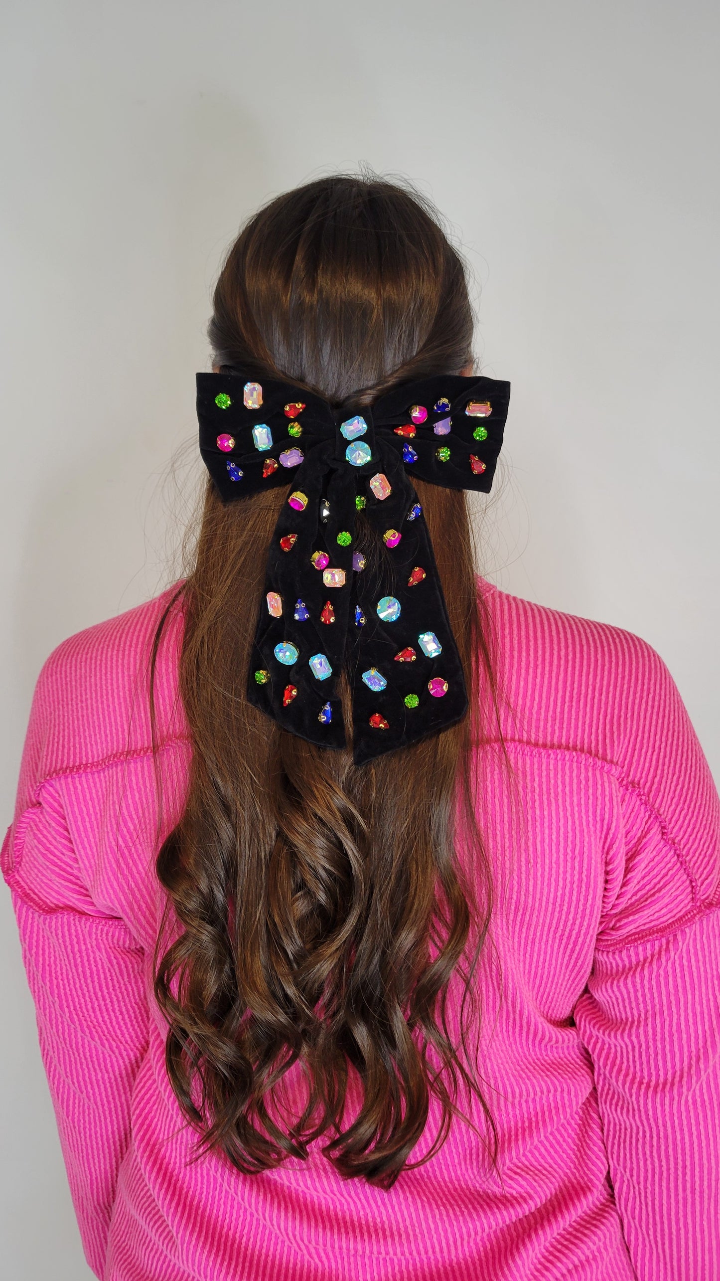 Black Colorful Bejeweled Bow