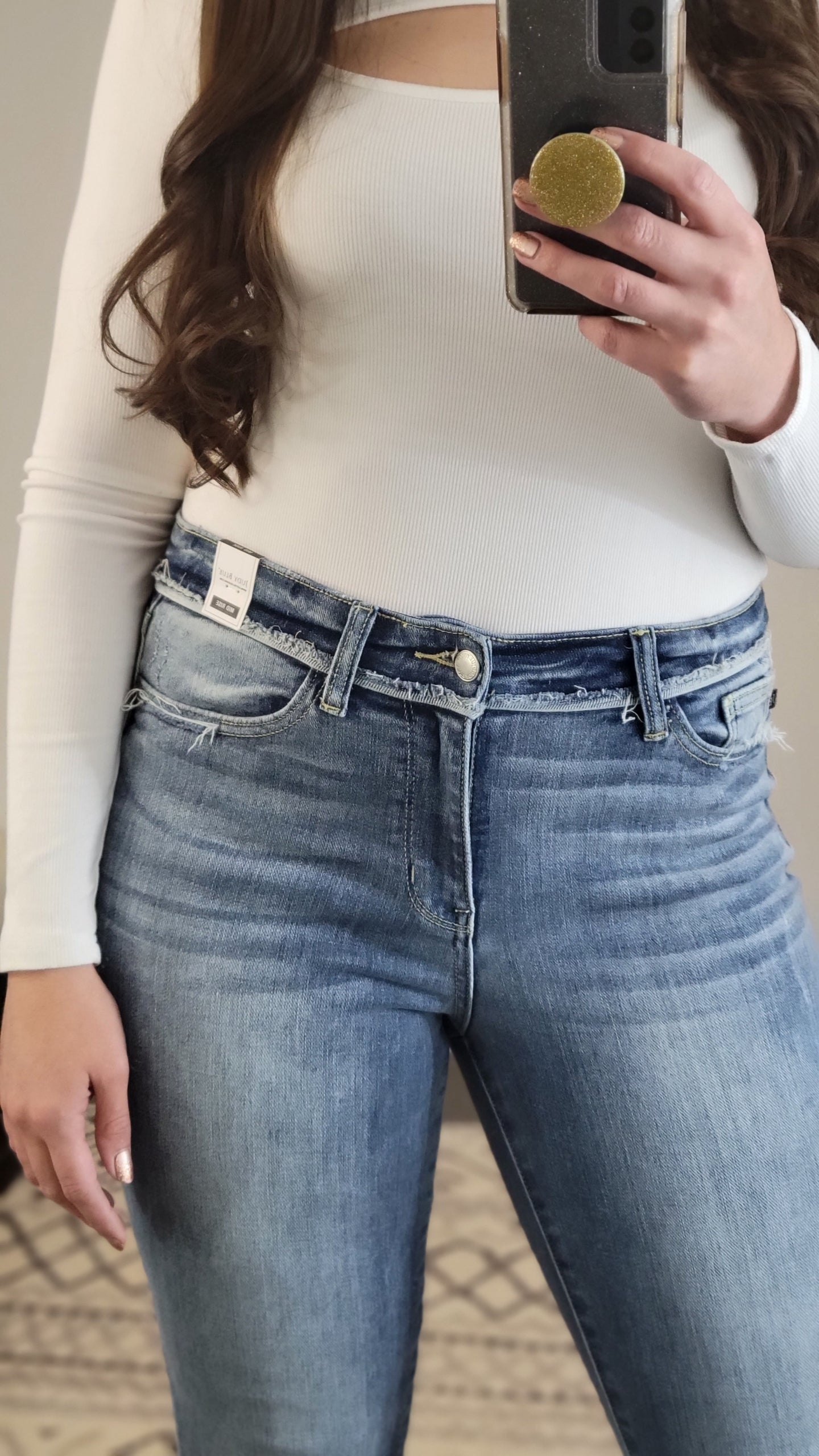 Judy Blue Mid Rise Light Wash Release Waistband Skinny “Katie” (24W)