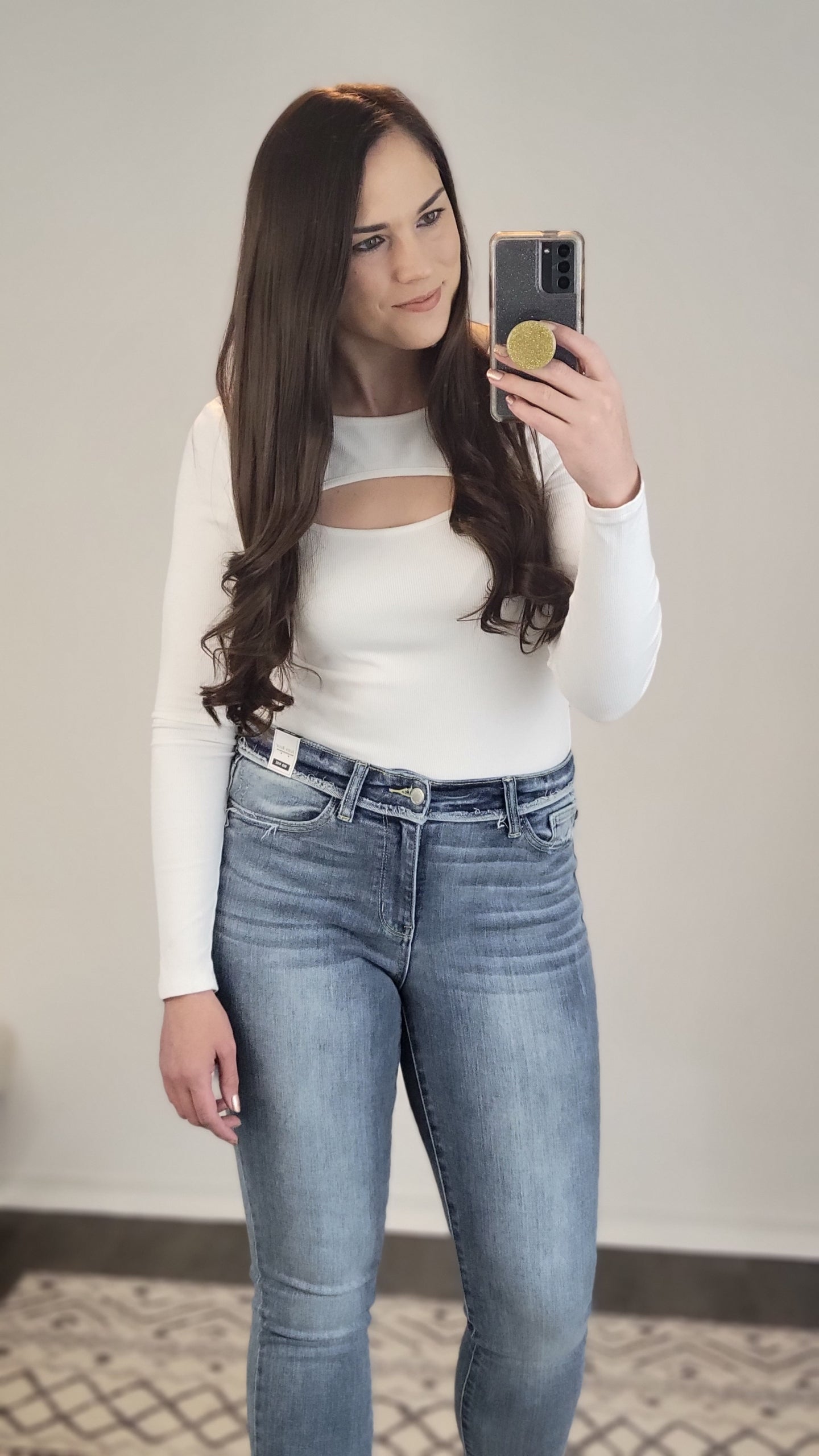 Judy Blue Mid Rise Light Wash Release Waistband Skinny “Katie” (24W)