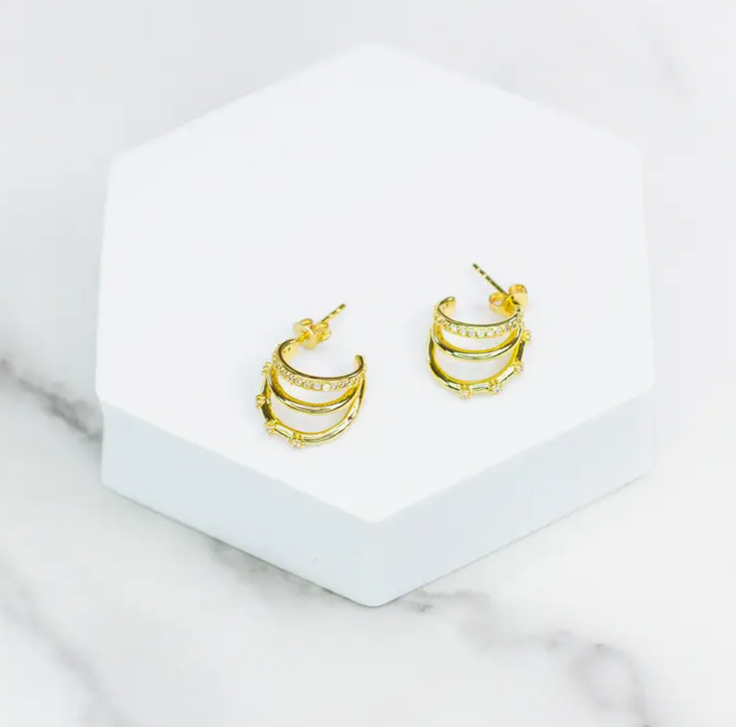 Triple Hoop 18K Earrings