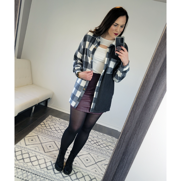 Burgundy Leather Hi-Lo Mini Skirt