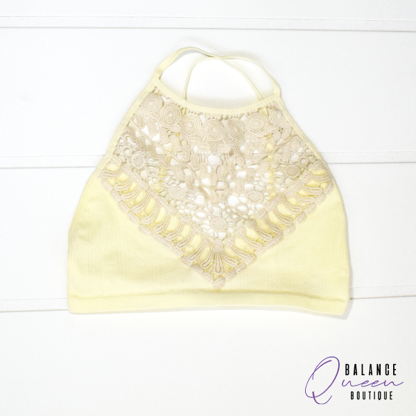 Ivory Crochet Lace High Neck Bralette