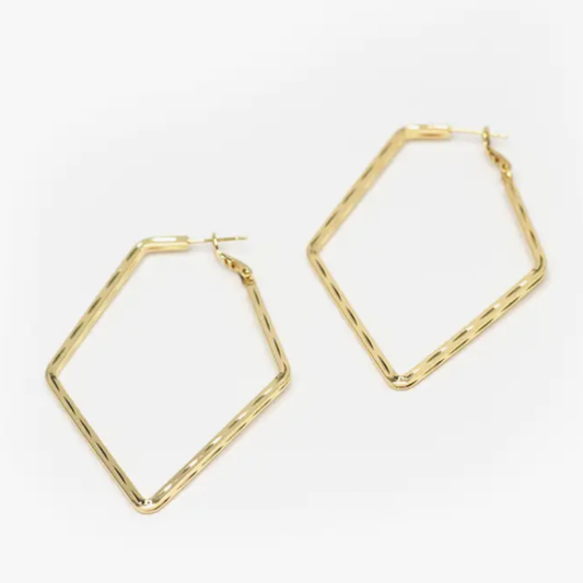 Hoop Diamond Shape Earring 14K