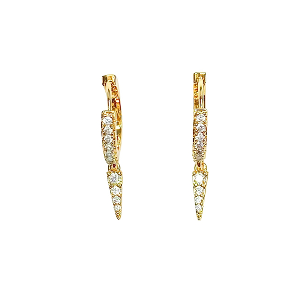 Huggie Hoop Flat Spike Earring 18K Gold
