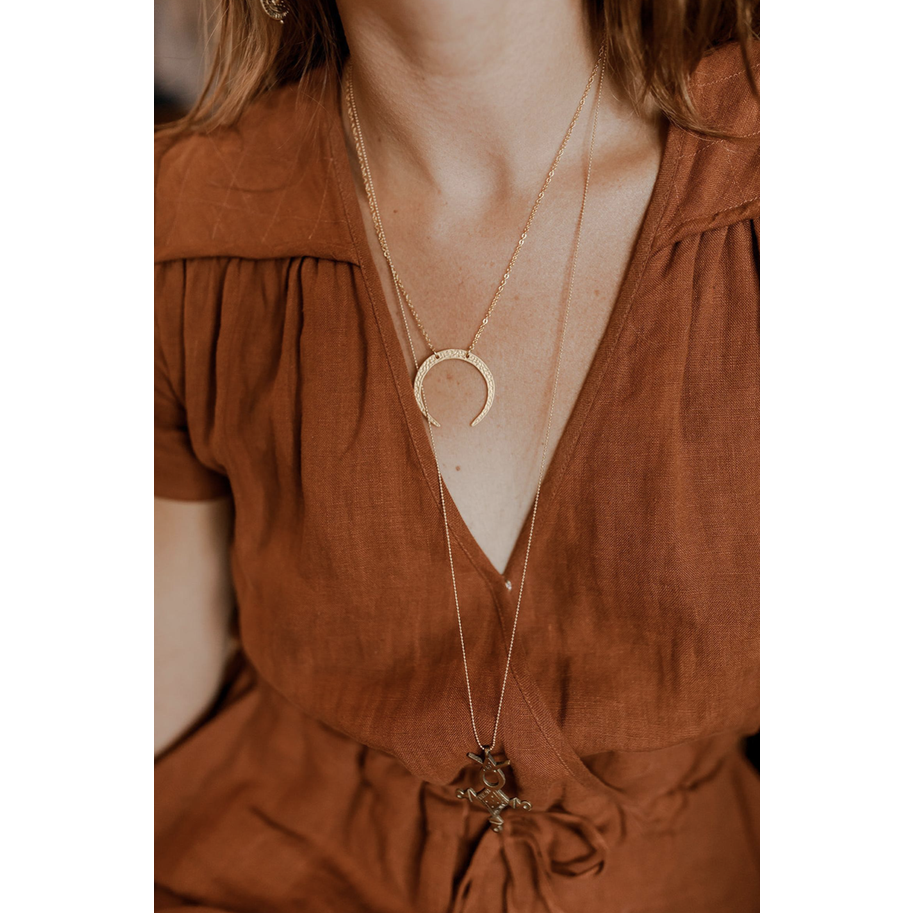 Gold Horn Moon Necklace