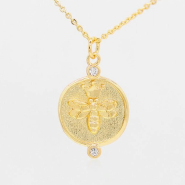 Queen Bee Pendant Pave 18K Plated Necklace