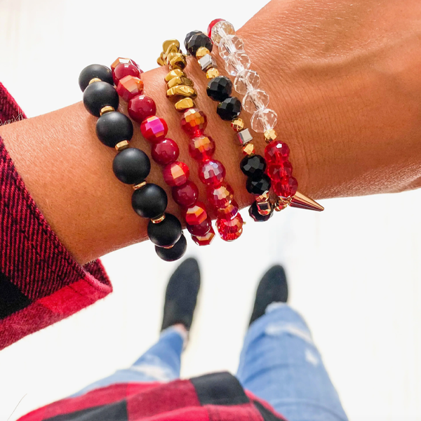 Red Black Bracelet Stack