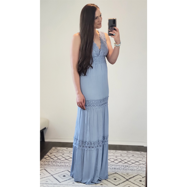 Slate Blue Quinn Woven Maxi Dress