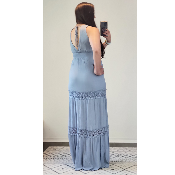 Slate Blue Quinn Woven Maxi Dress