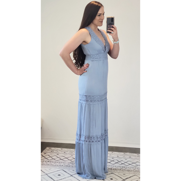 Slate Blue Quinn Woven Maxi Dress