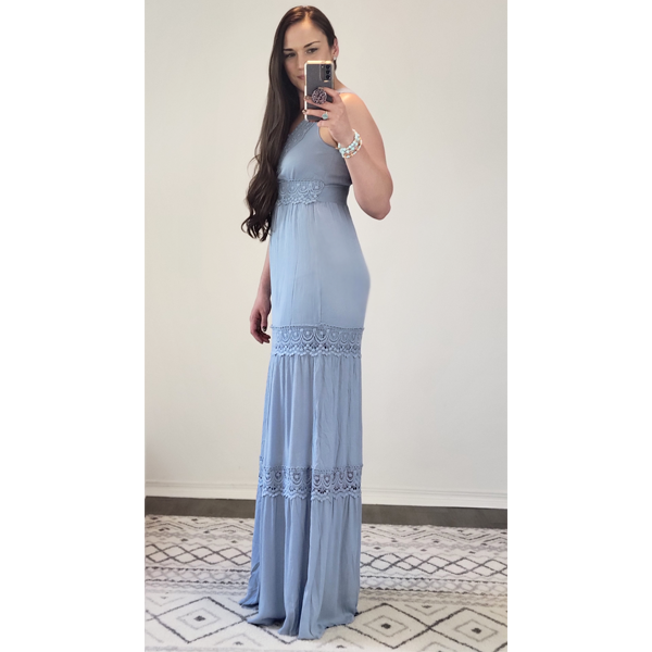 Slate Blue Quinn Woven Maxi Dress