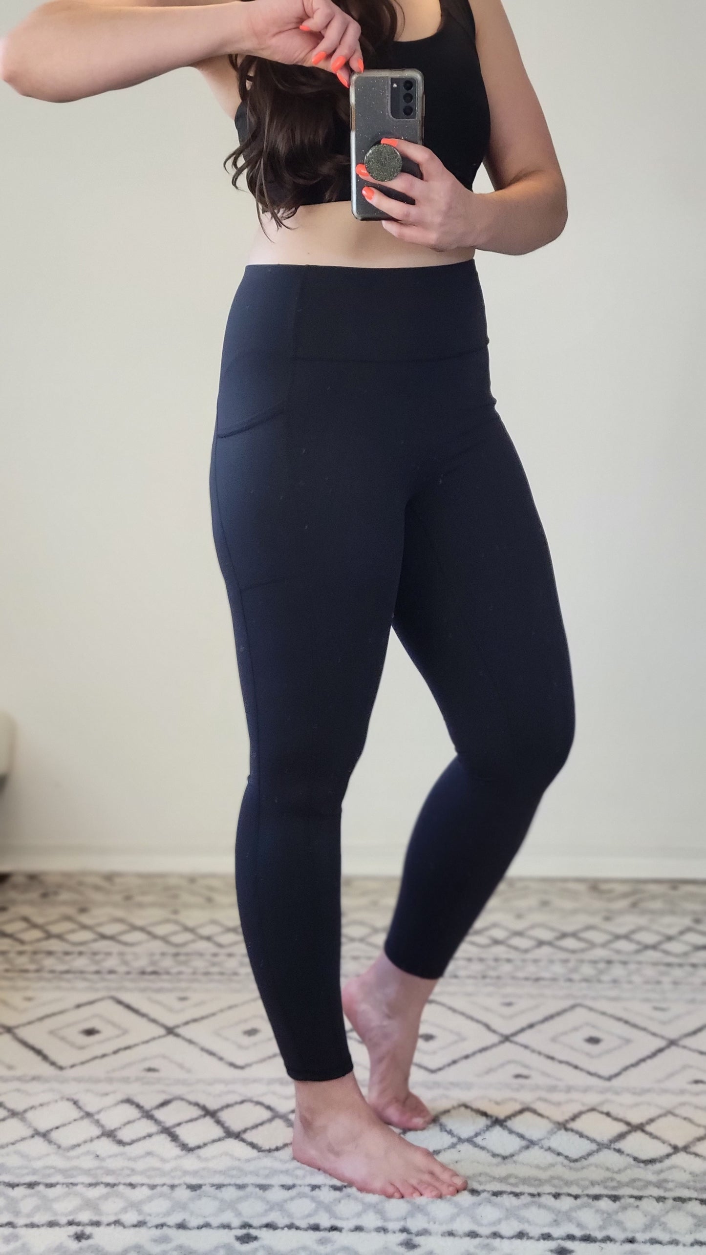 Black Lycra High Waist Leggings with Pockets "Arizona" (S)