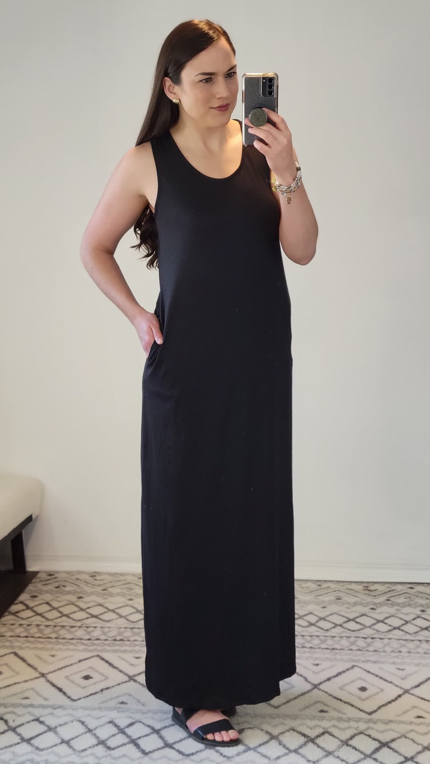 Black Maxi Dress with Pockets "Melanie"
