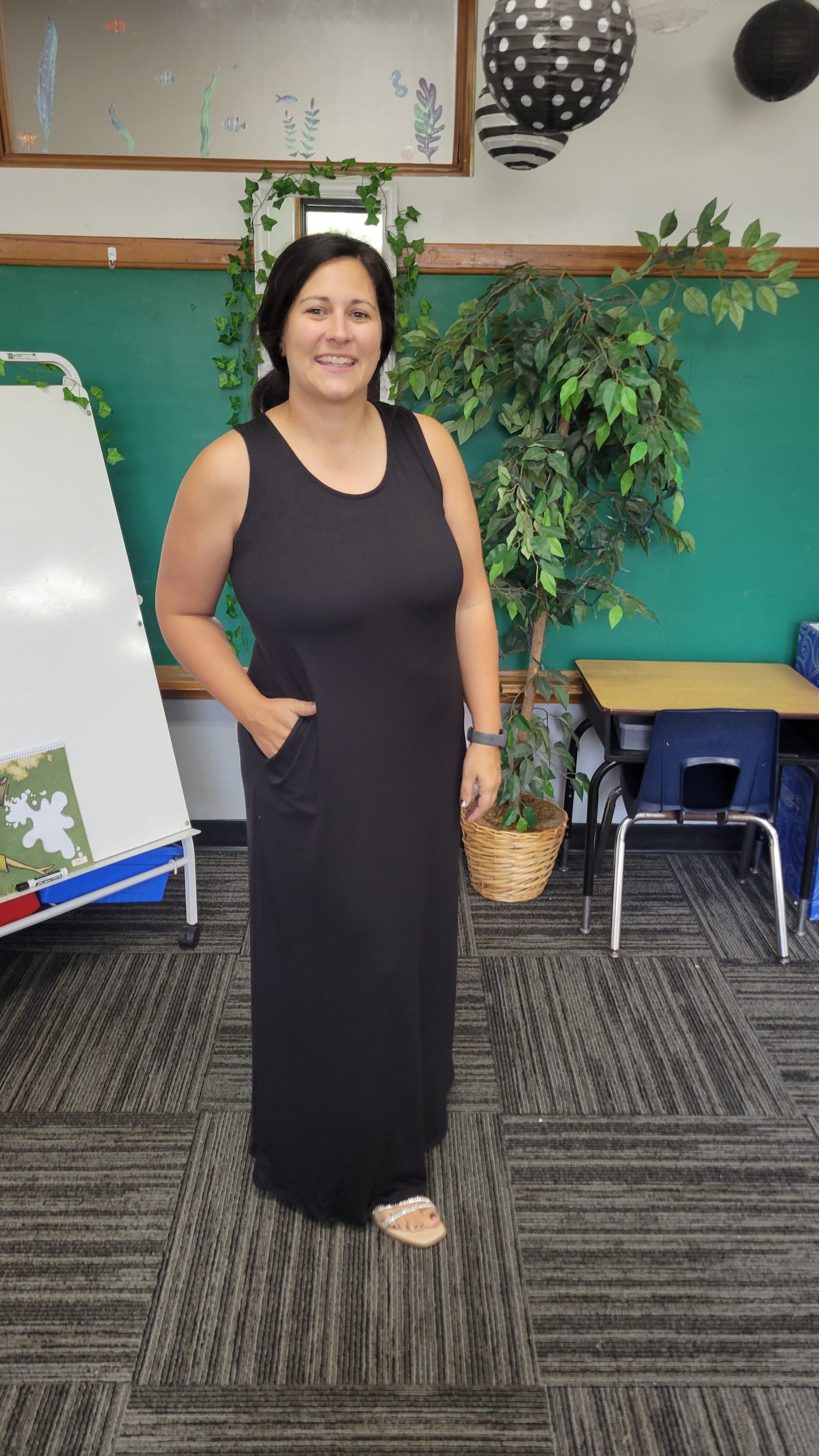 Black Maxi Dress with Pockets "Melanie"