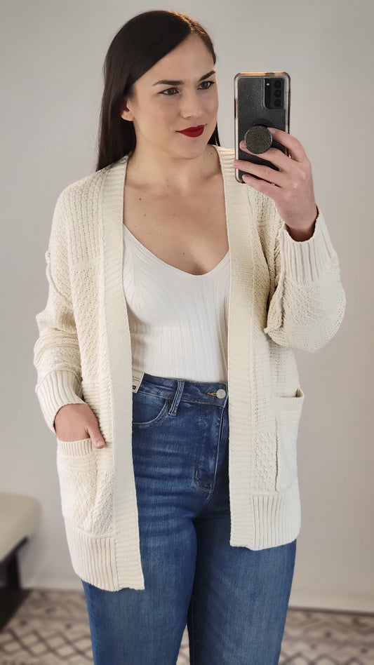 Oatmeal Perfect Knit Cardigan with Pockets "Lillie"