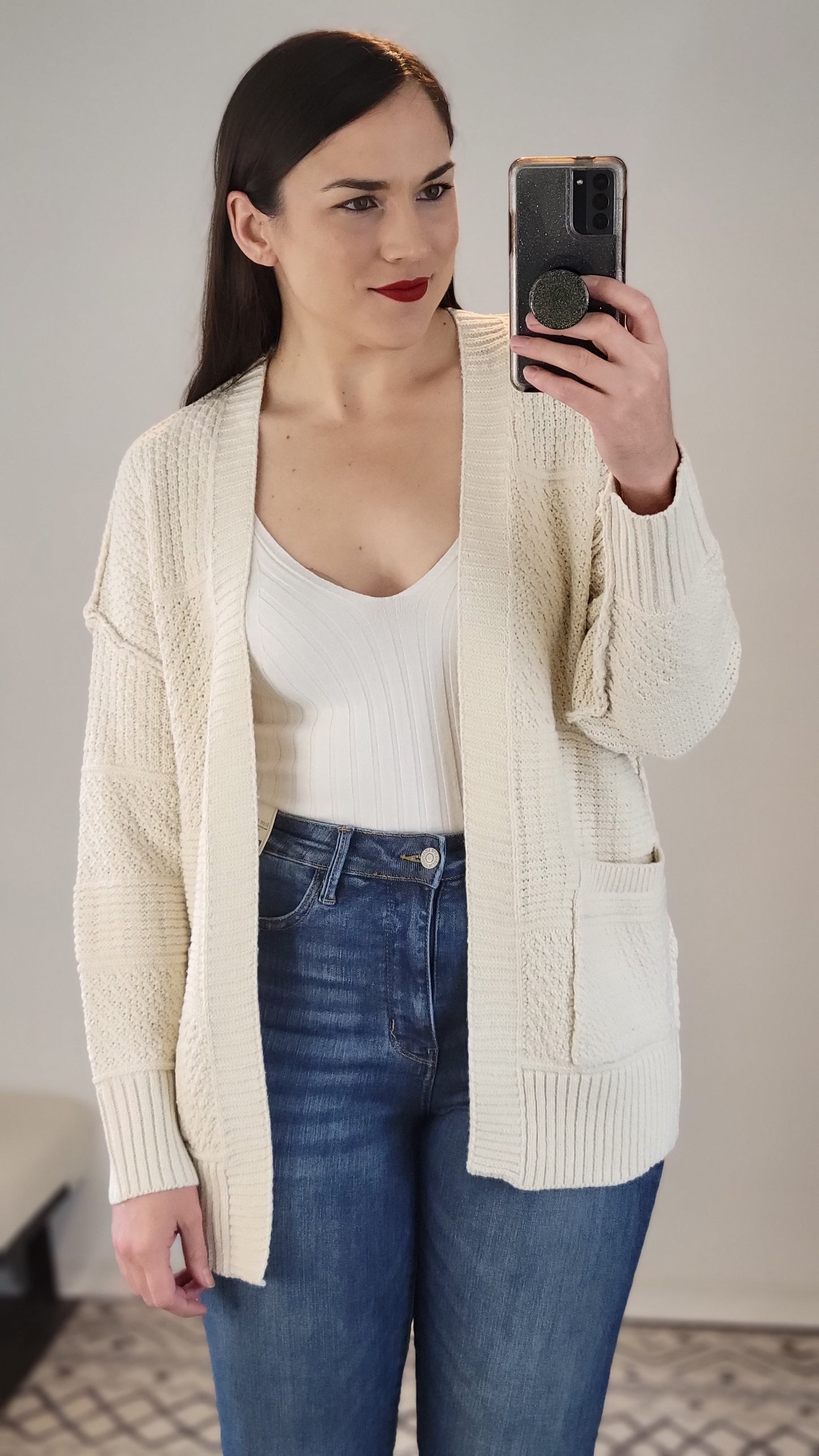 Oatmeal Perfect Knit Cardigan with Pockets "Lillie"
