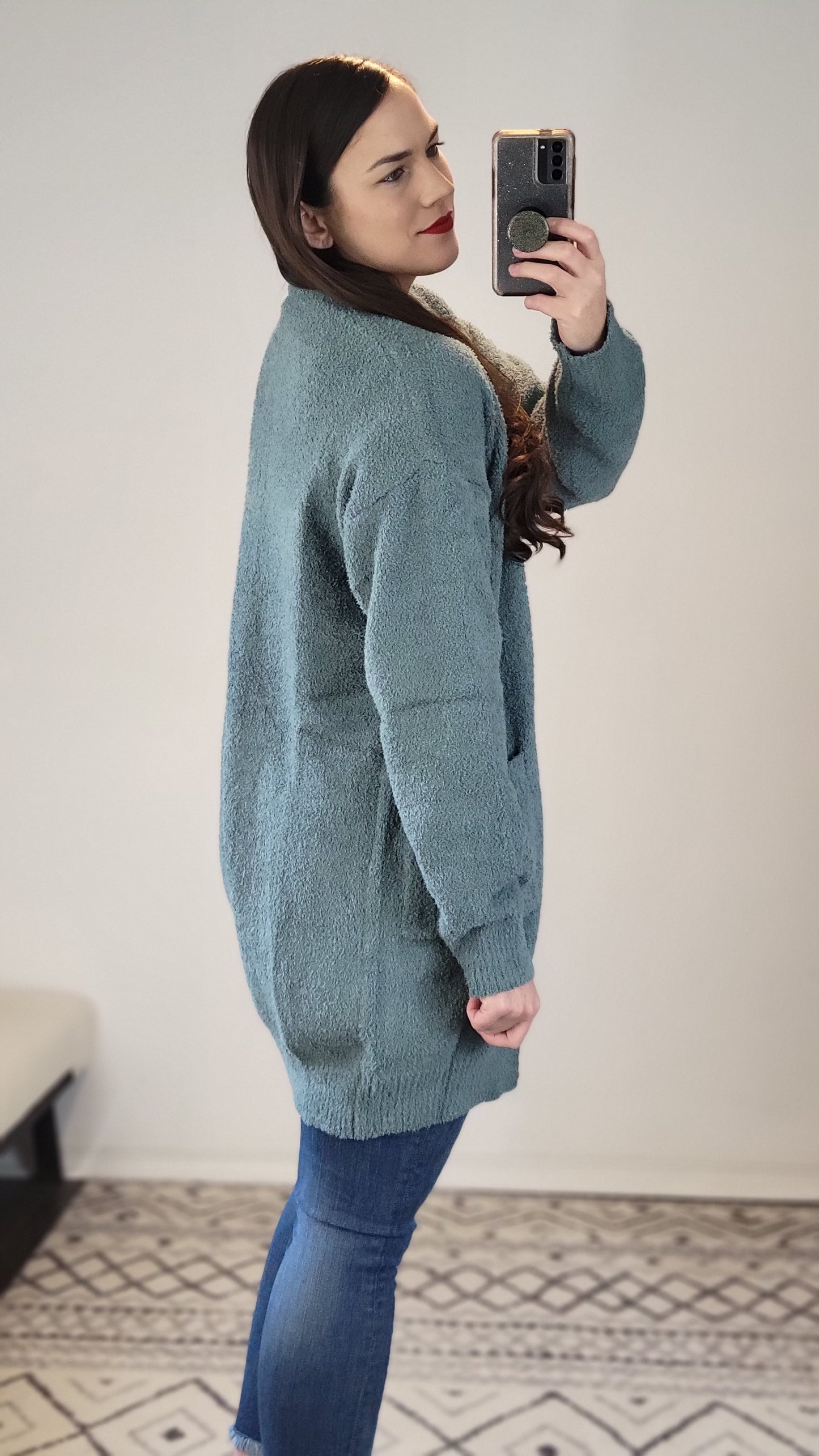 Muted Jade Soft Cardigan with Pockets "Esther"