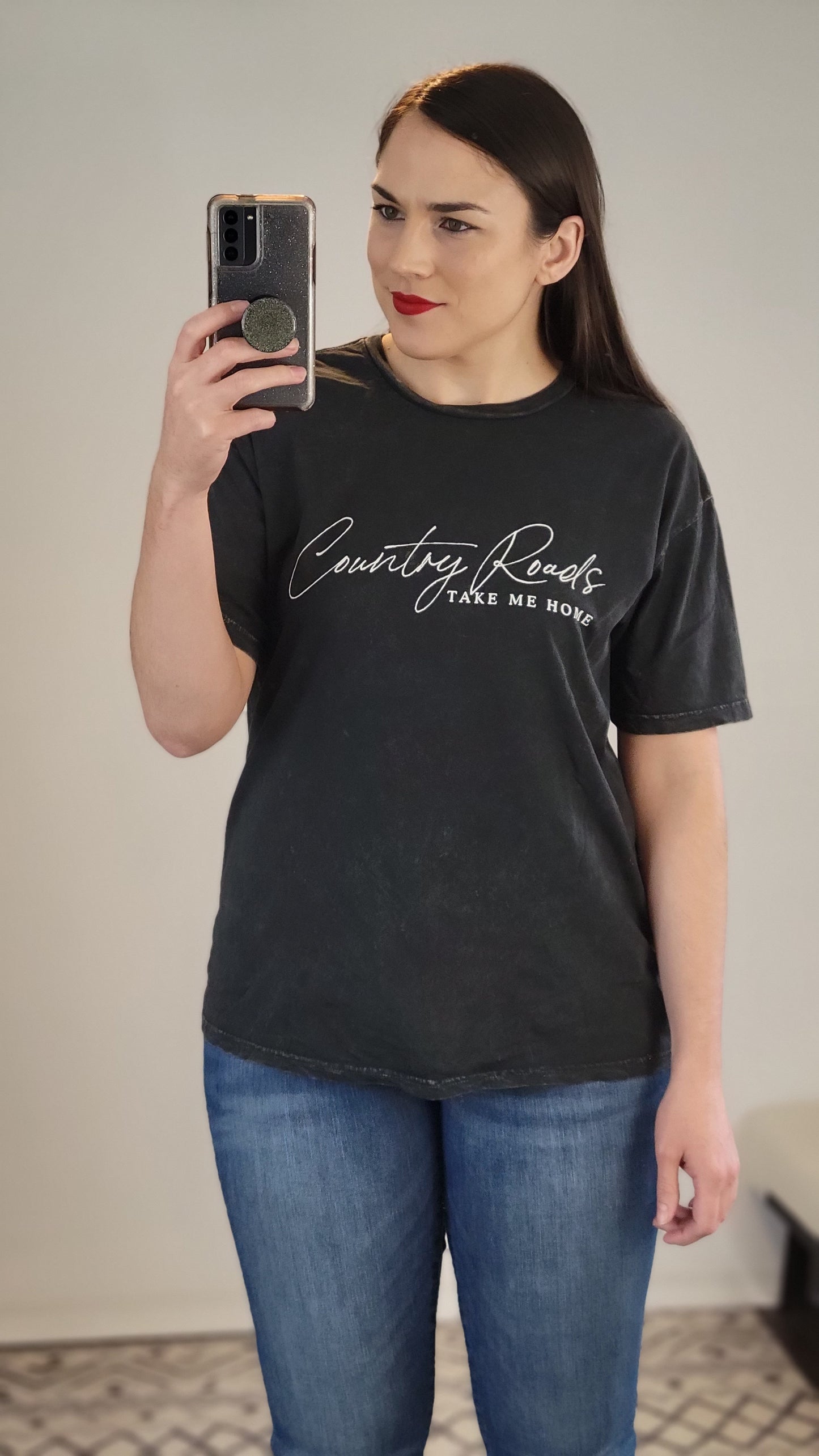 Mineral Black Country Roads Take Me Home Graphic Tee  "Ruth"