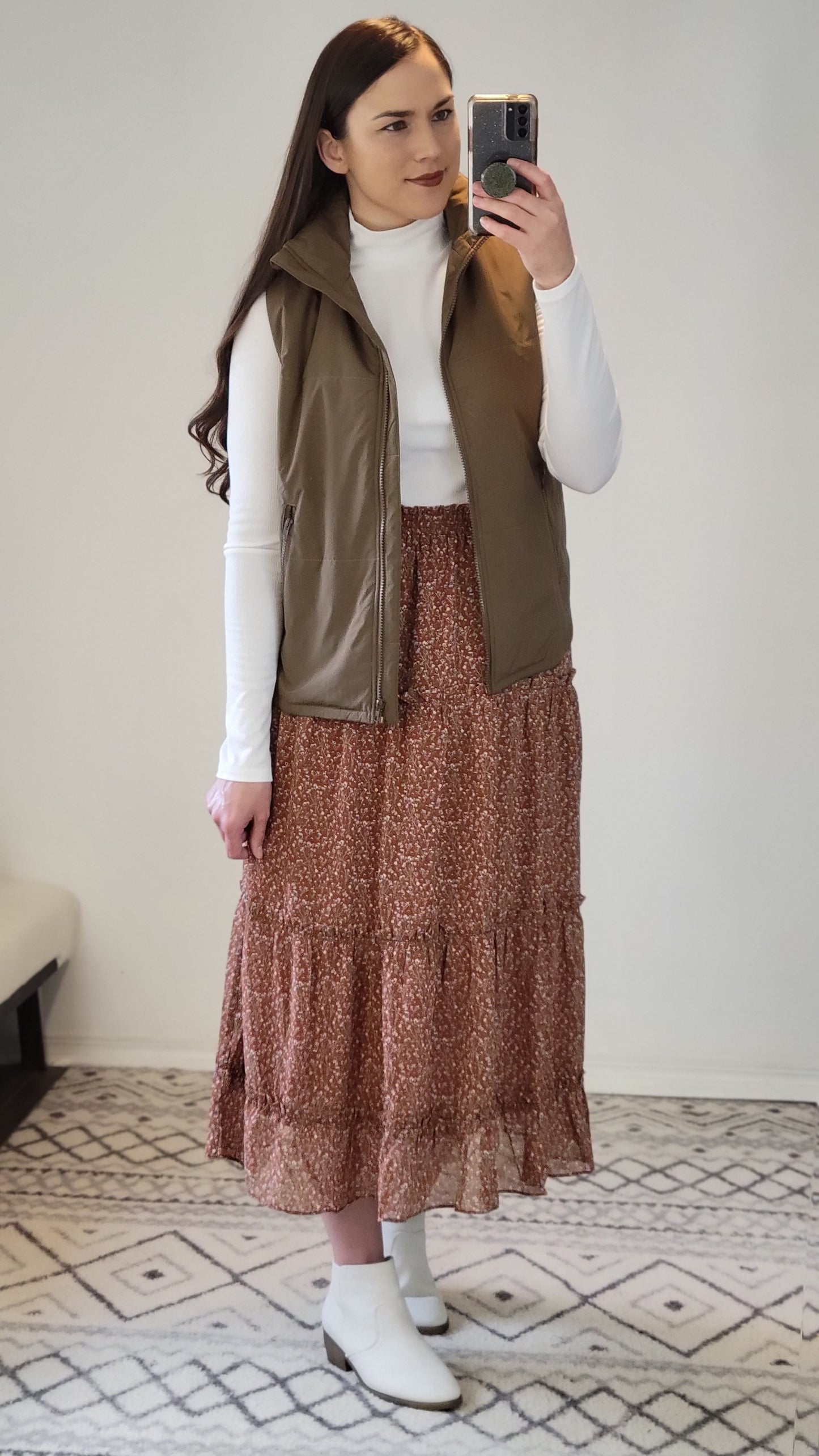 Mocha Quilt Vest with Pockets "Laurie"