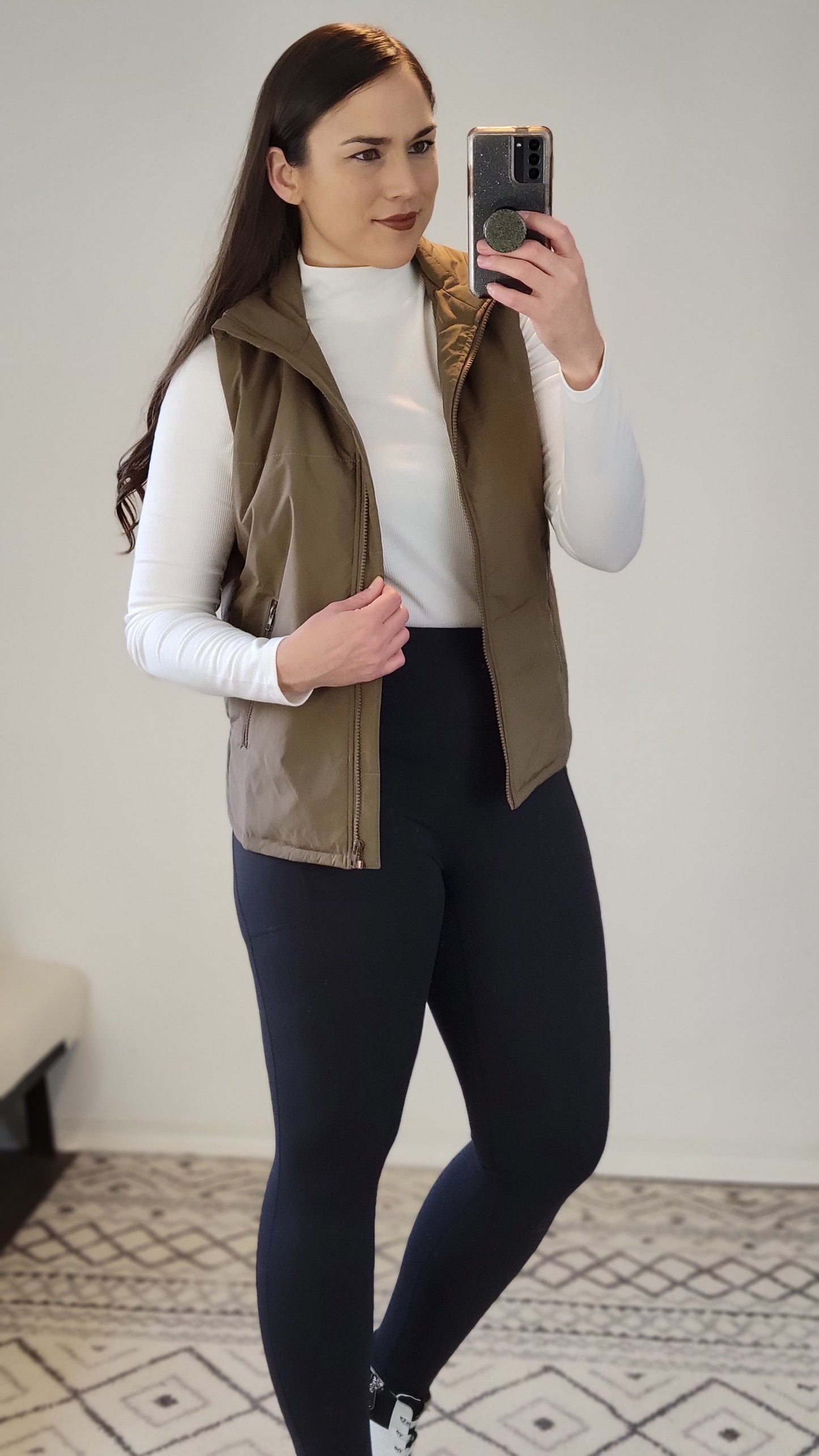 Mocha Quilt Vest with Pockets "Laurie"