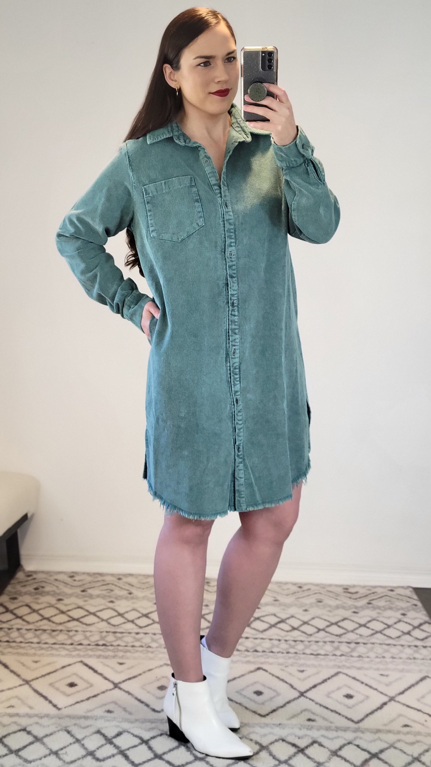 Faded Jade Mineral Wash Corduroy Dress "Kit"