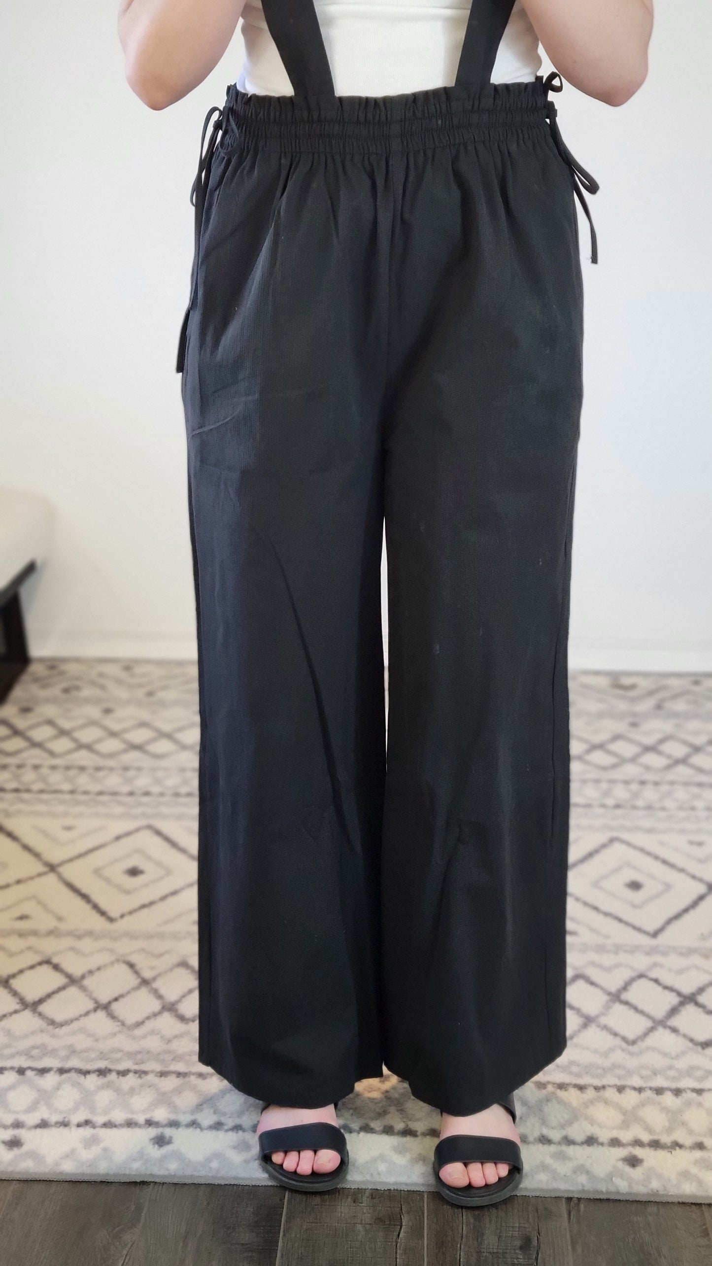 Black Wide Leg Suspender Jumpsuit “Chani”