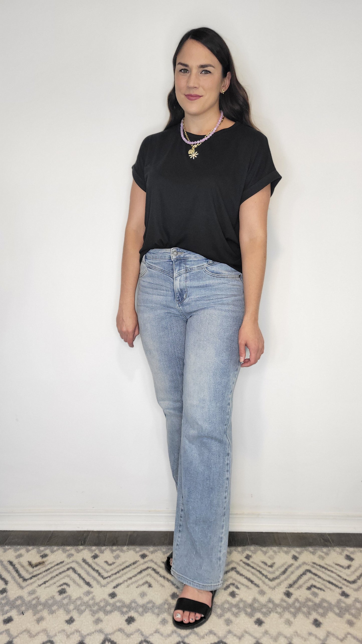 Black Basic Dolman Cuffed Sleeve Top “Remy”