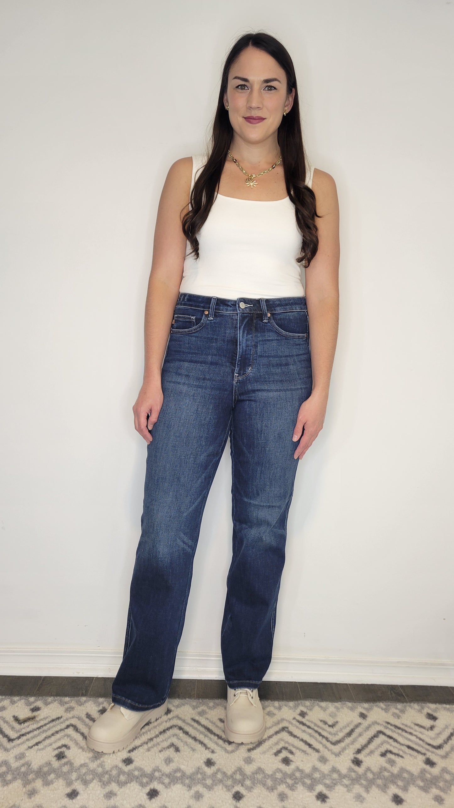 Judy Blue Tummy Control High Rise Dark Wash Classic Straight Leg Jeans “Bostyn”