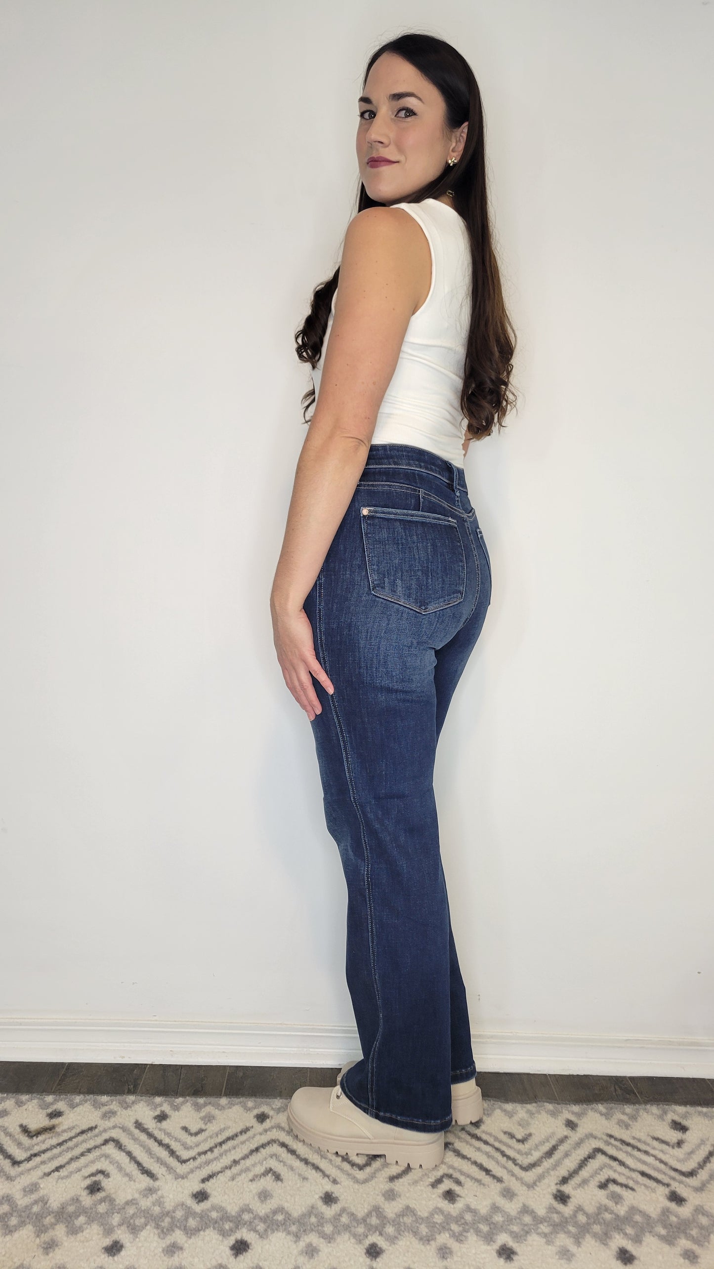 Judy Blue Tummy Control High Rise Dark Wash Classic Straight Leg Jeans “Bostyn”