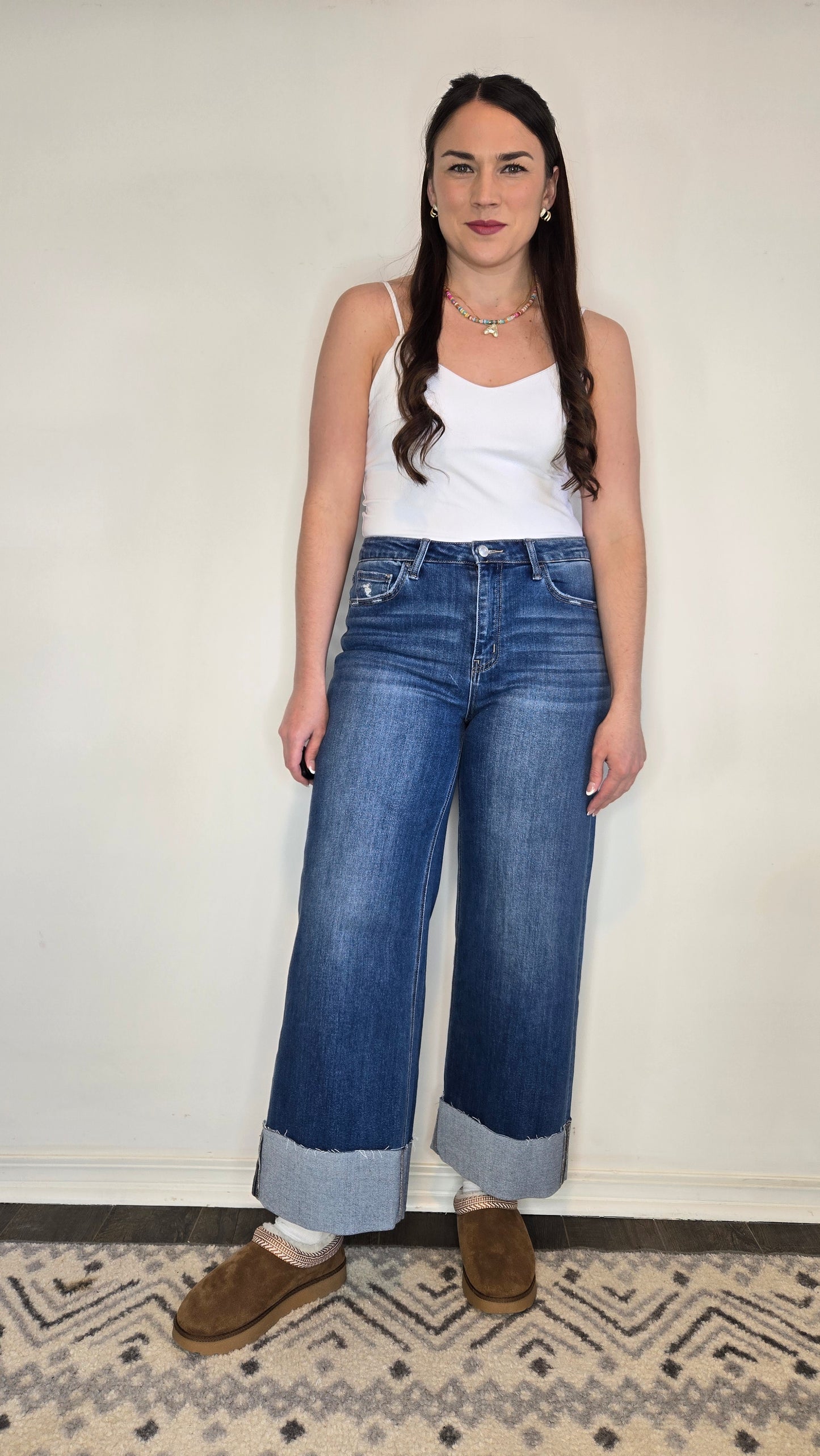 Lovervet Cuffed Ankle Wide Leg High Rise Jeans "Gemma"