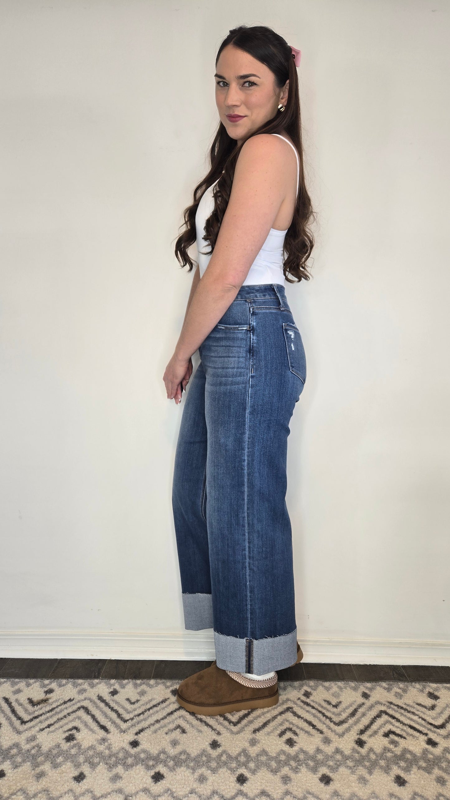 Lovervet Cuffed Ankle Wide Leg High Rise Jeans "Gemma"