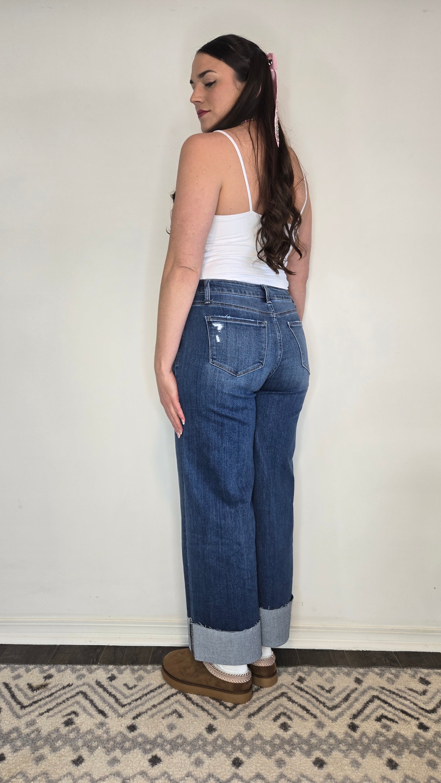 Lovervet Cuffed Ankle Wide Leg High Rise Jeans "Gemma"