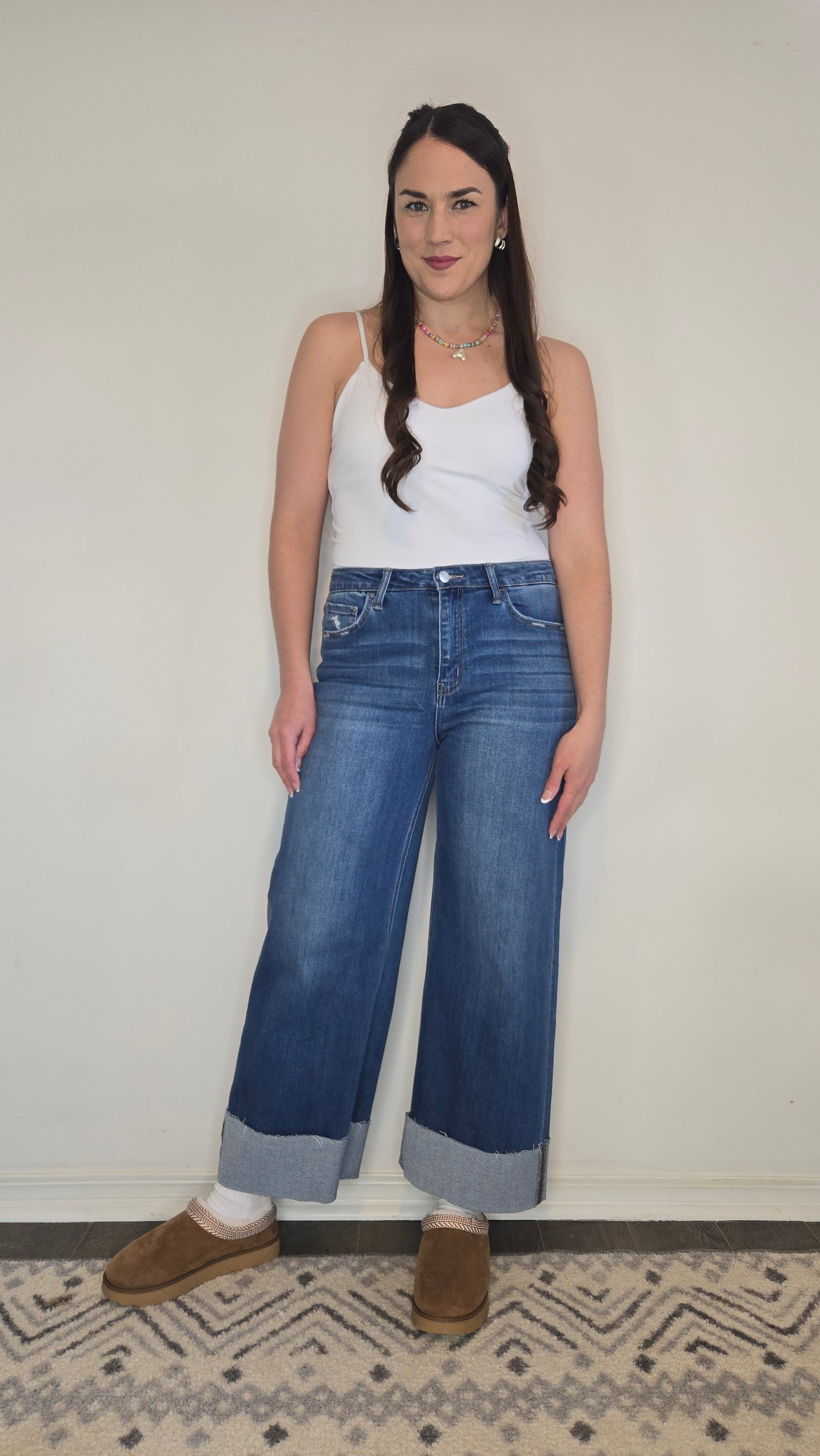 Lovervet Cuffed Ankle Wide Leg High Rise Jeans "Gemma"