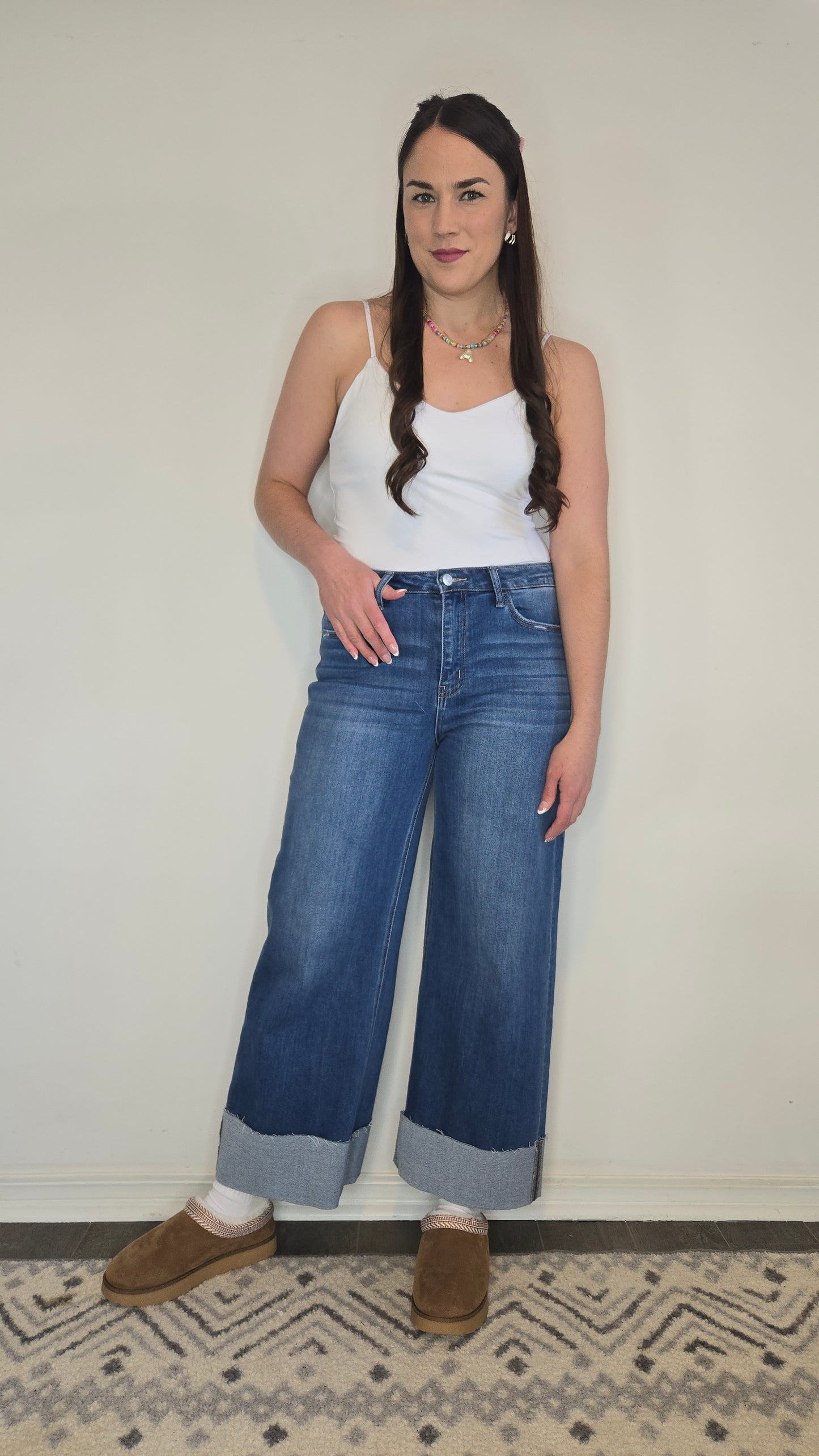 Lovervet Cuffed Ankle Wide Leg High Rise Jeans "Gemma"