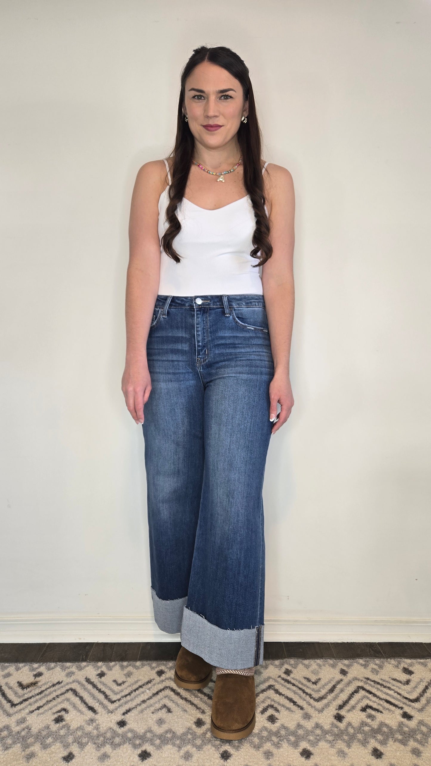 Lovervet Cuffed Ankle Wide Leg High Rise Jeans "Gemma"