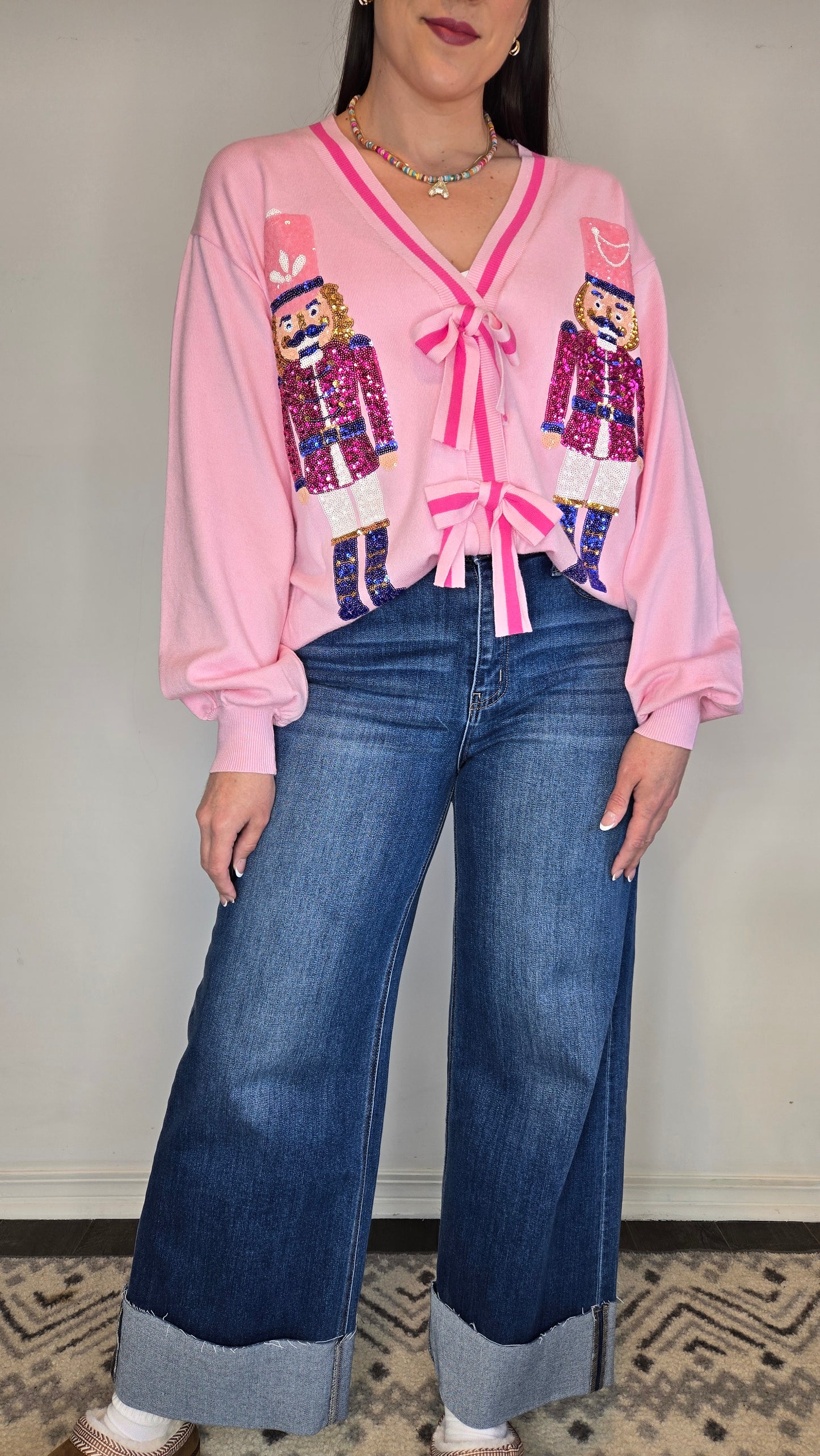 Pink Sequin Nutcracker Cardigan "Clara"