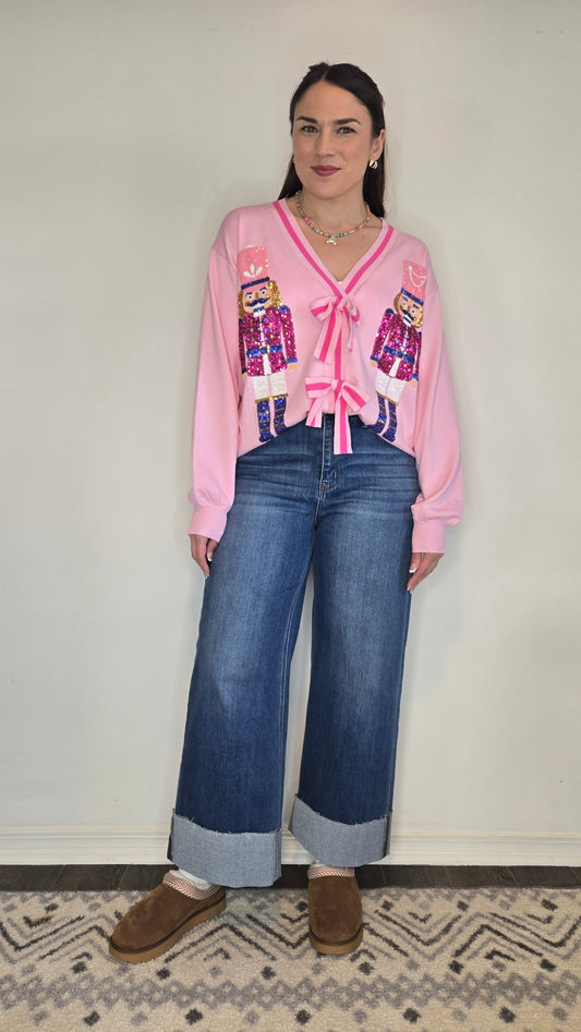 Pink Sequin Nutcracker Cardigan "Clara"