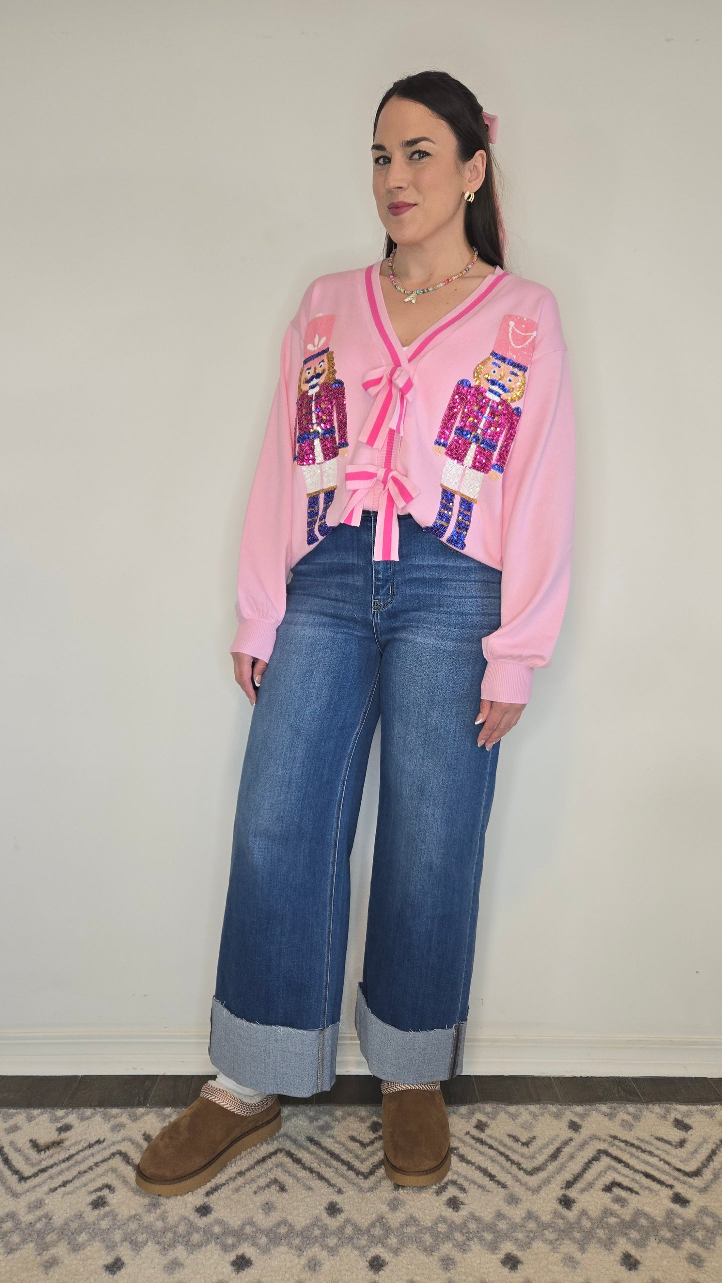 Pink Sequin Nutcracker Cardigan "Clara"