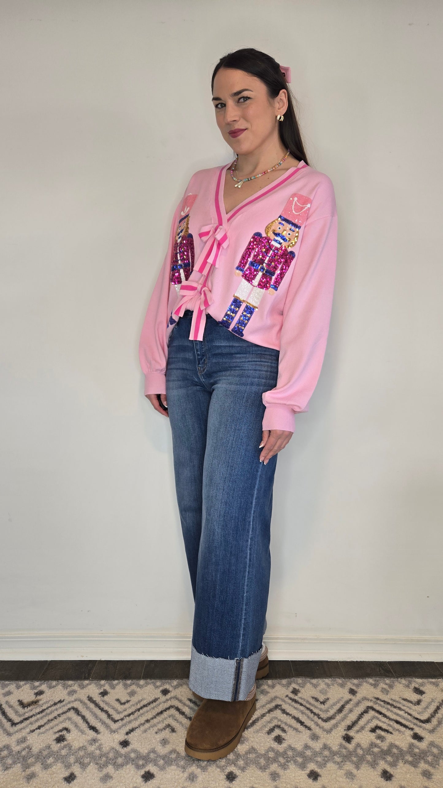 Pink Sequin Nutcracker Cardigan "Clara"