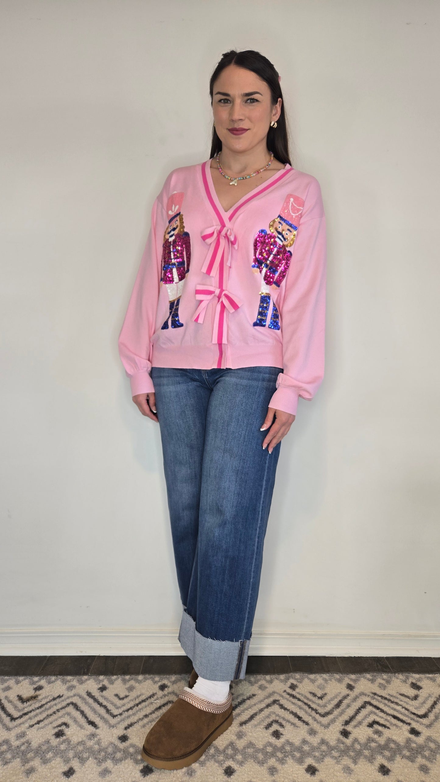 Pink Sequin Nutcracker Cardigan "Clara"