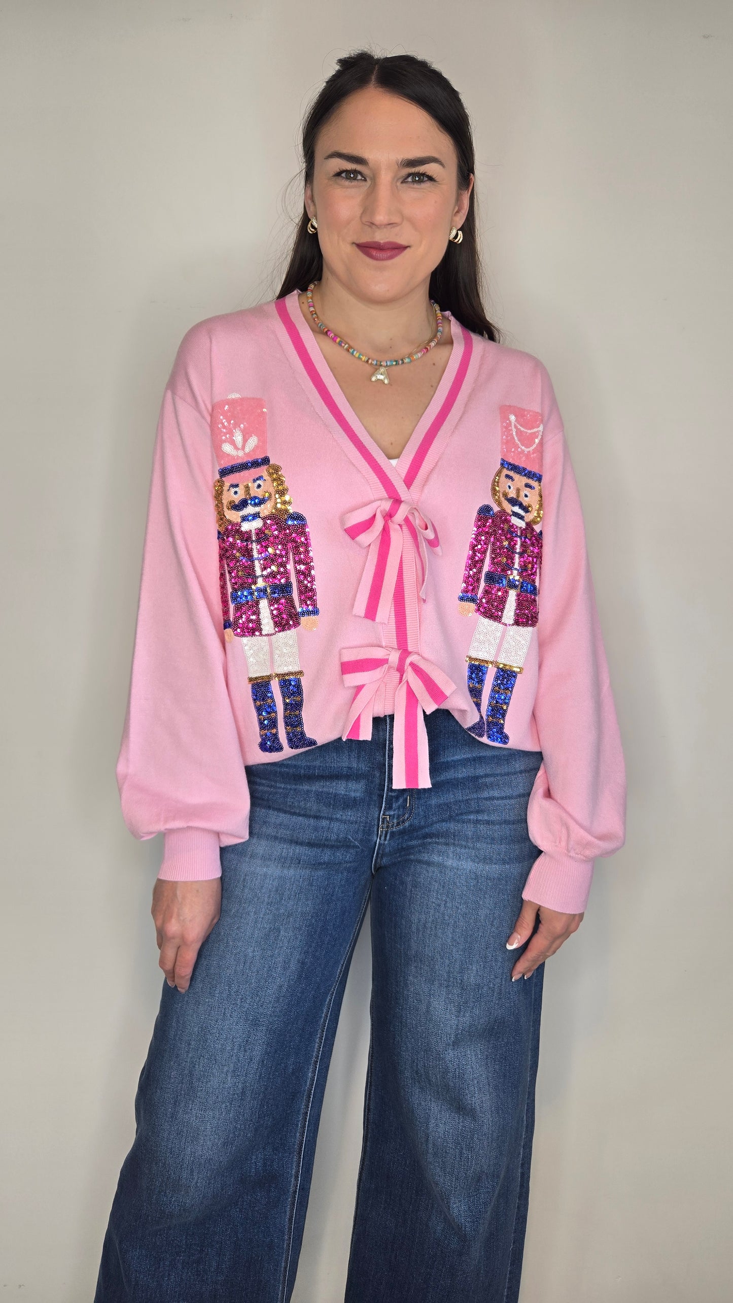 Pink Sequin Nutcracker Cardigan "Clara"