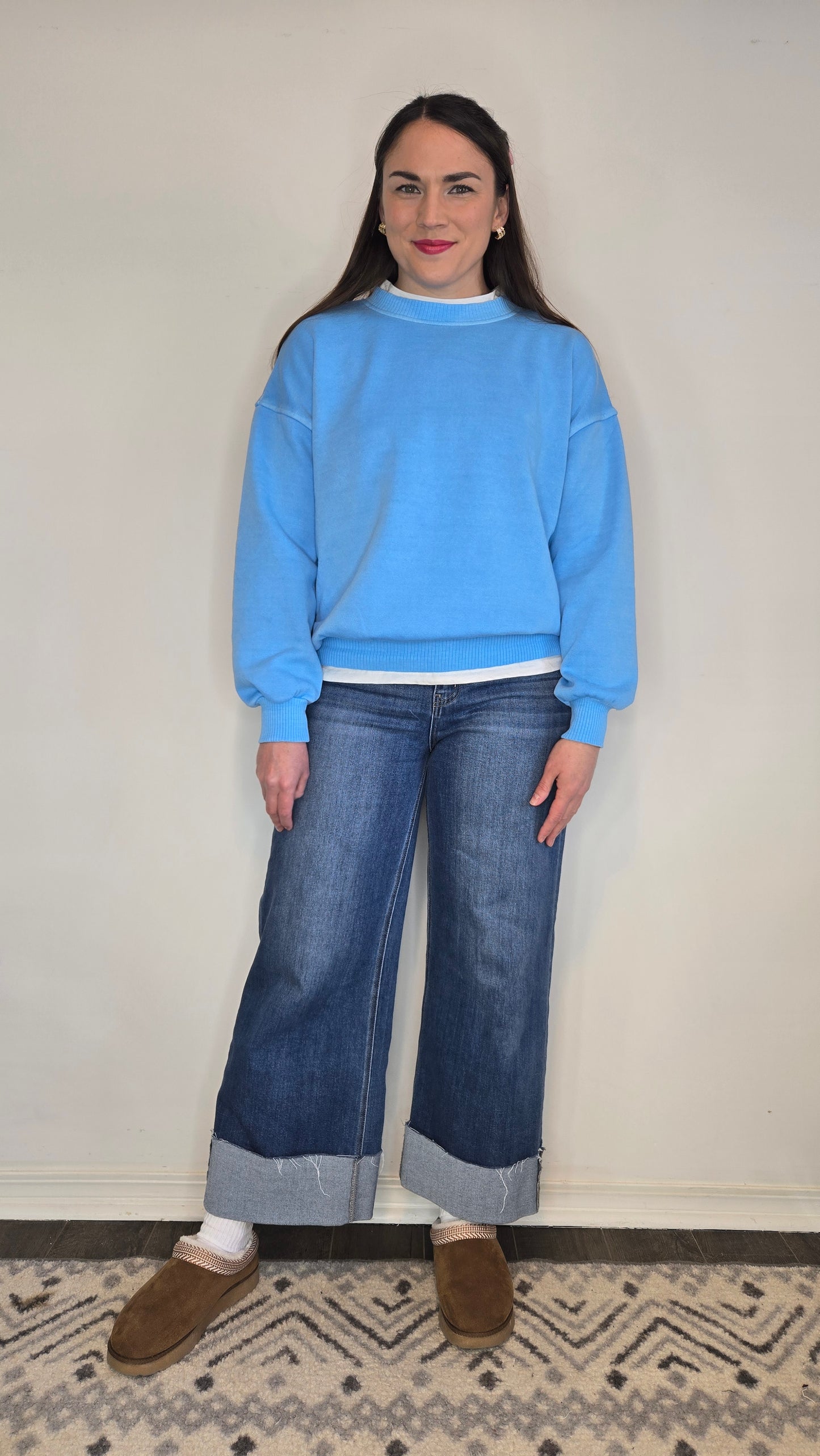 Sky Blue Fleece Pullover Sweatshirt "Venus"