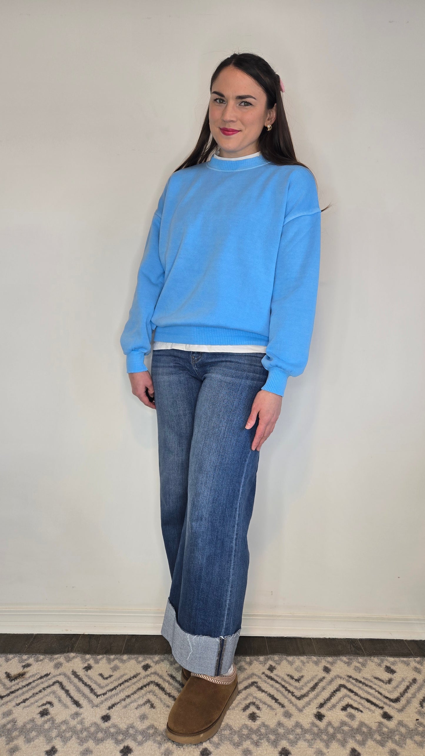 Sky Blue Fleece Pullover Sweatshirt "Venus"