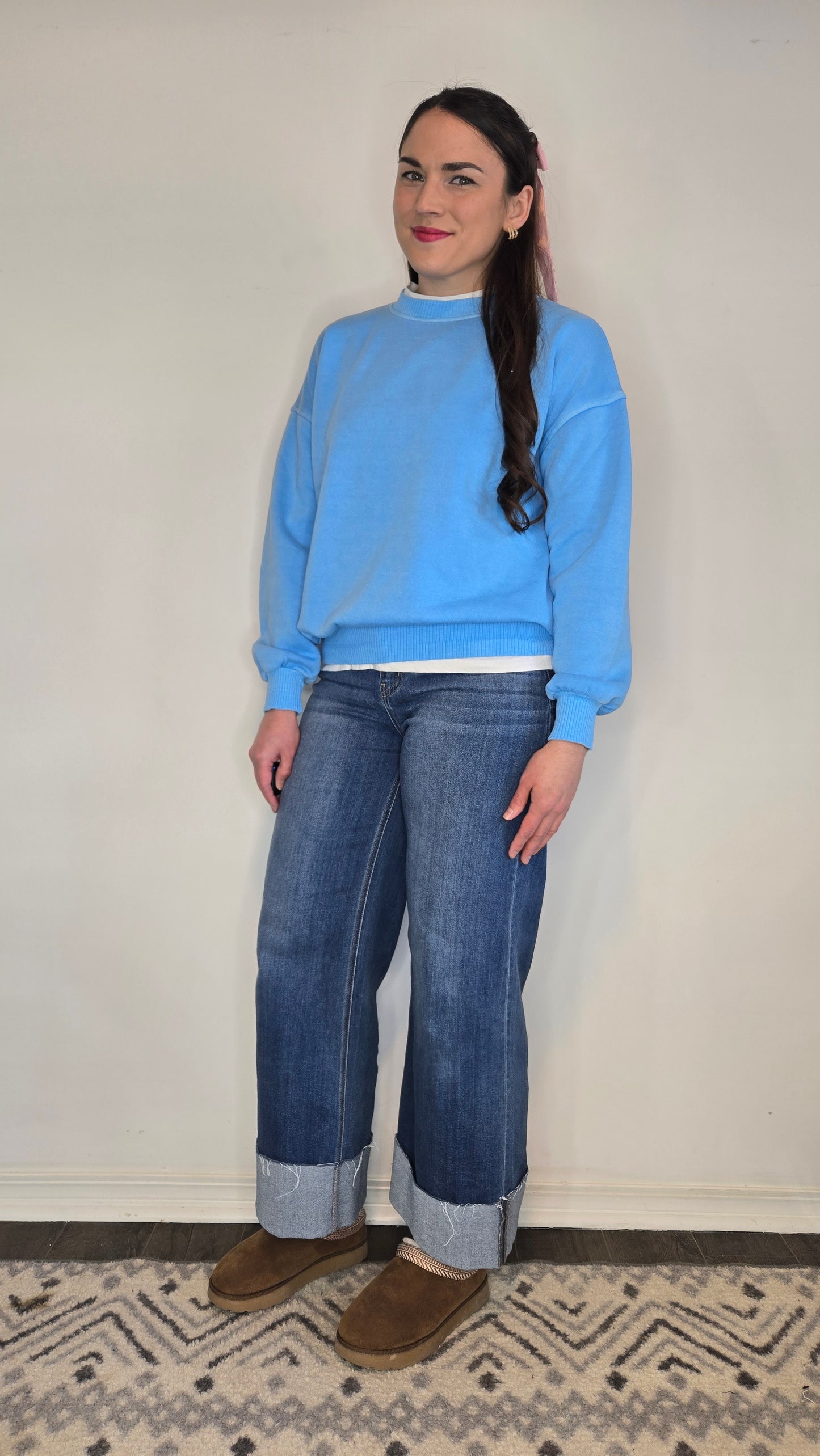 Sky Blue Fleece Pullover Sweatshirt "Venus"